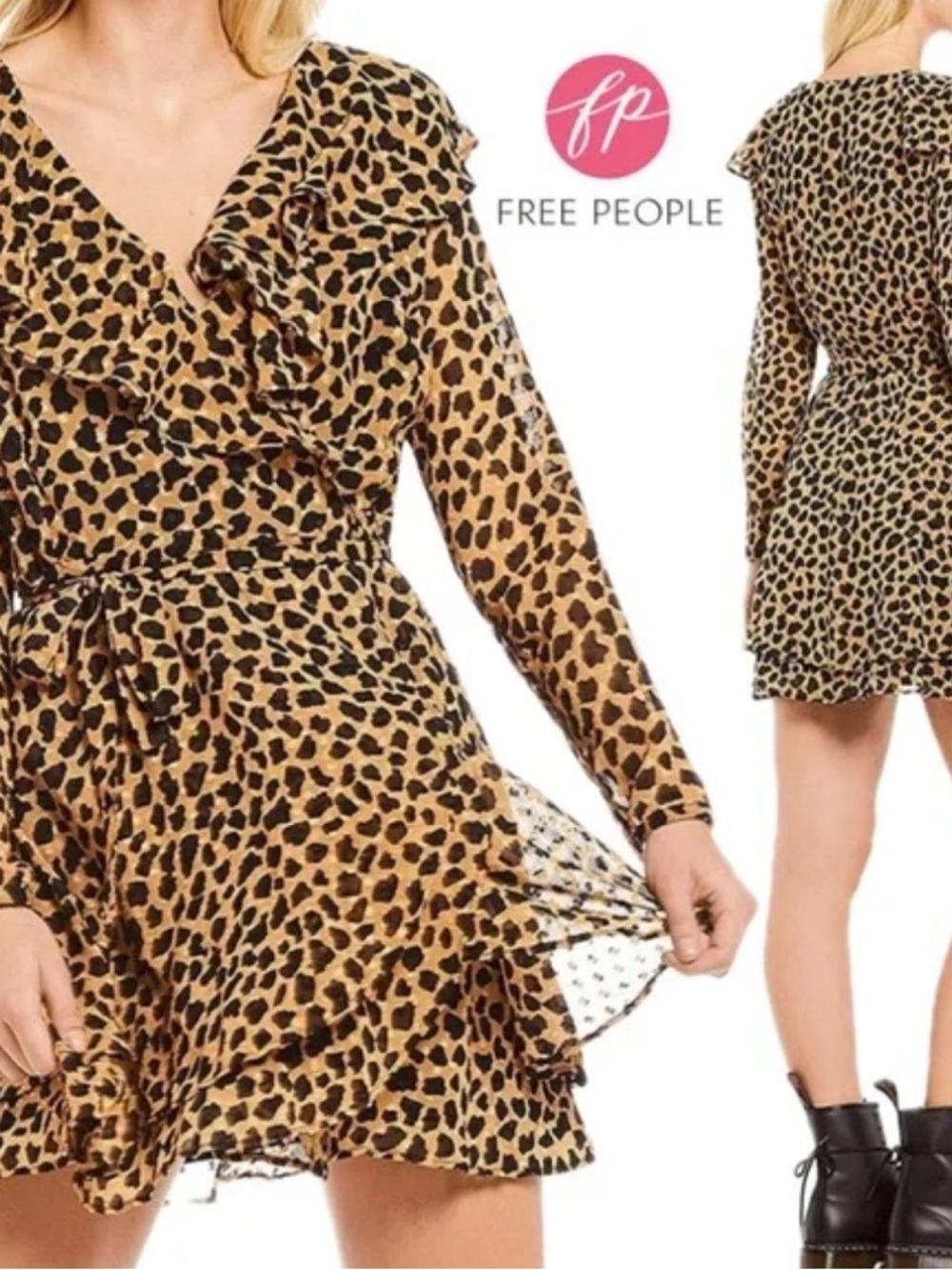 Free People Frencie Wrap Ruffle Mini Dress